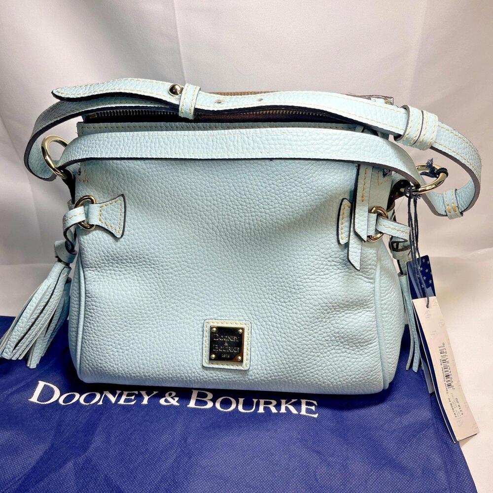 Dooney & Bourke NEW Pebble Leather Pale Blue Tassel Purse Bag with Dust Cover